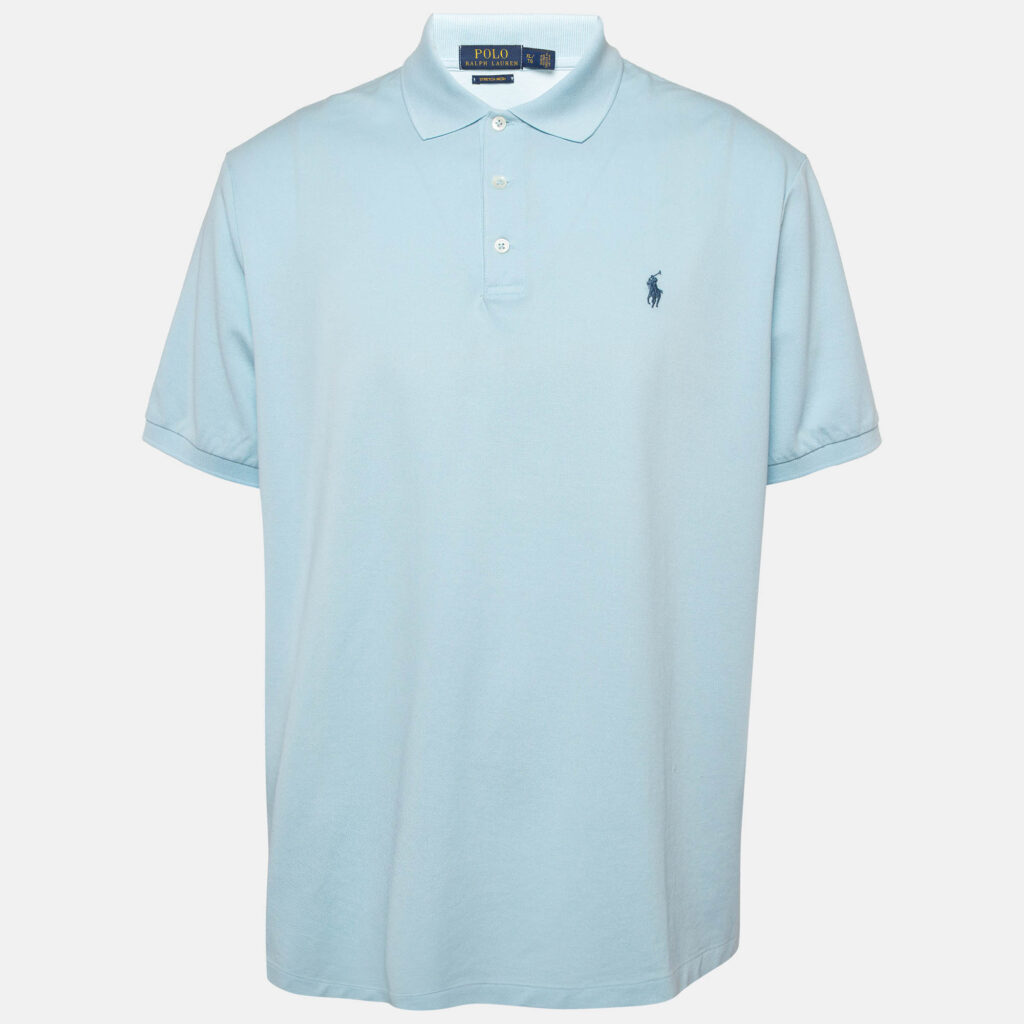 Polo Ralph Lauren Light Blue Stretch Mesh Knit Polo T-Shirt XL