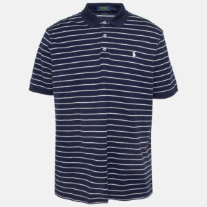 Polo Ralph Lauren Navy Blue Striped Stretch Knit Polo T-Shirt XL