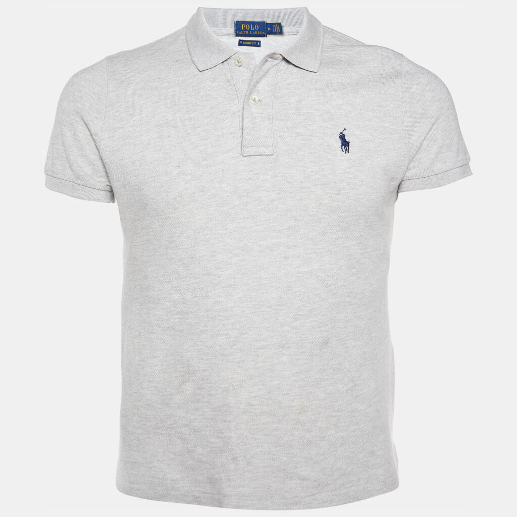 Polo Ralph Lauren Grey Cotton Pique Polo T-Shirt M