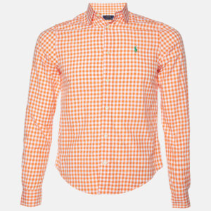 Polo Ralph Lauren Orange Gingham Check Cotton Long Sleeve Shirt S