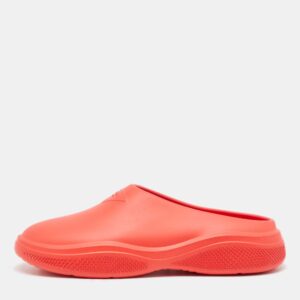 Prada Red Rubber Flat Mules Size 42