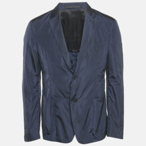 prada sport navy blue re-nylon single breasted blazer l