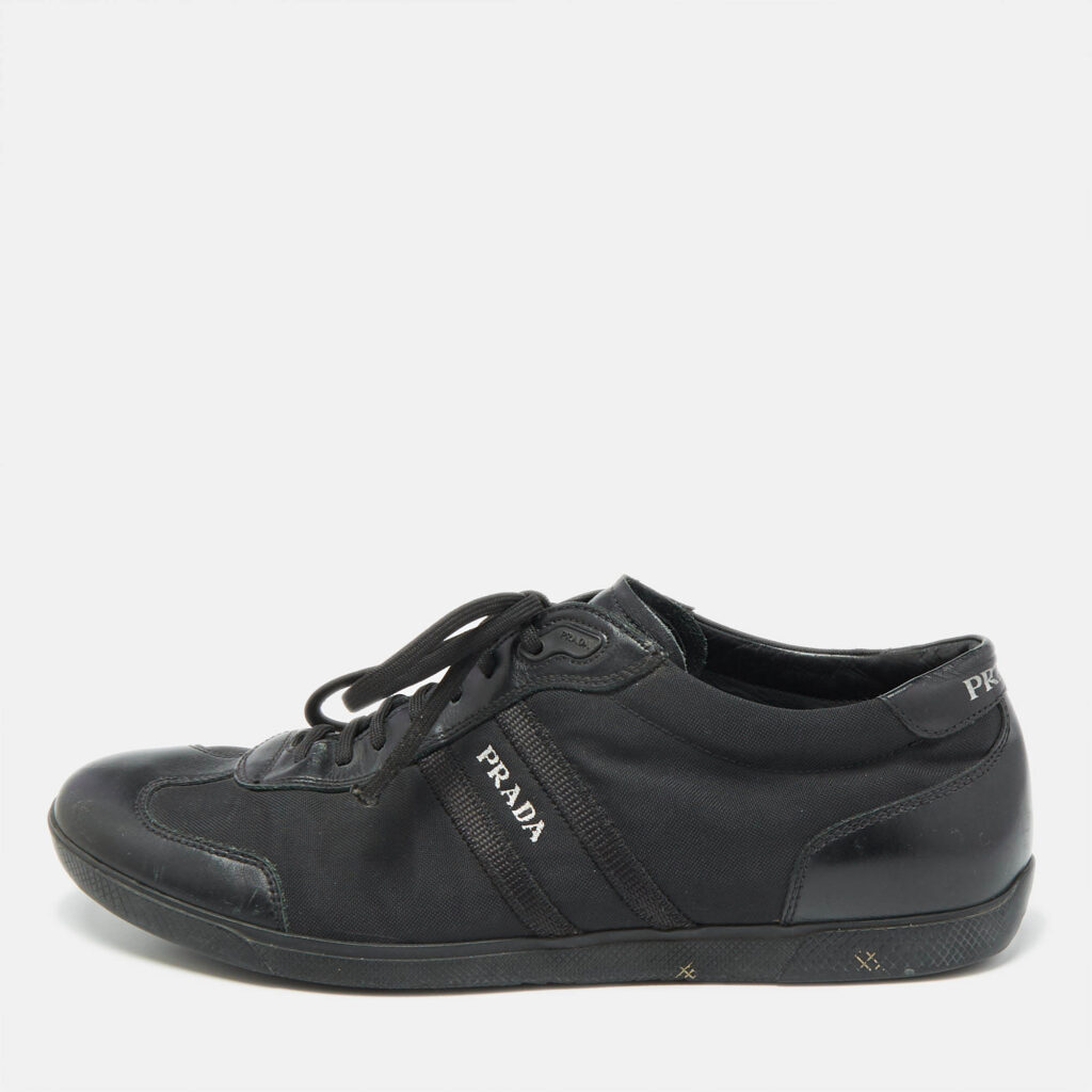 luxury-men-prada-sport-used-shoes-p1110133-004 Prada Sport Black Leather and Leather Low Top Sneakers Size 43