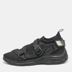 Prada Sport Black Neoprene and Canvas Low Top Sneakers Size 41