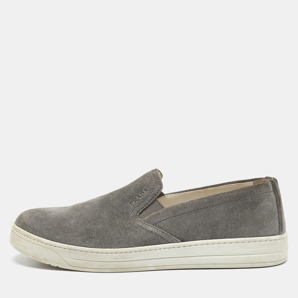 luxury-men-prada-sport-used-shoes-p1163498-001 Prada Sport Grey Suede Slip On Sneakers Size 38.5