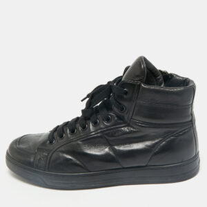 Prada Sport Black Leather High Top Sneakers Size 43