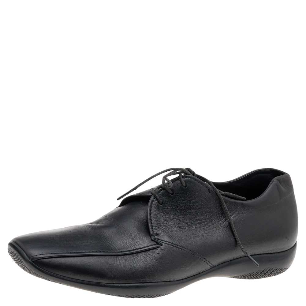 luxury-men-prada-sport-used-shoes-p596965-007-2 Prada Sport Black Leather Lace Up Derby Size 43.5