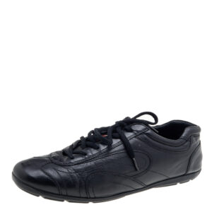 Prada Sport Black Leather Low Top Sneakers Size 43.5