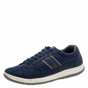 Prada Sport Navy Blue Nylon Low Top Sneakers Size 43