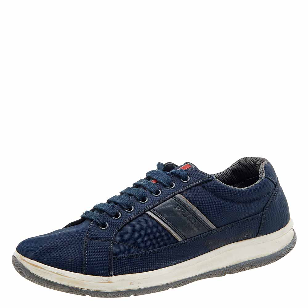 luxury-men-prada-sport-used-shoes-p612859-008-2 Prada Sport Navy Blue Nylon Low Top Sneakers Size 43