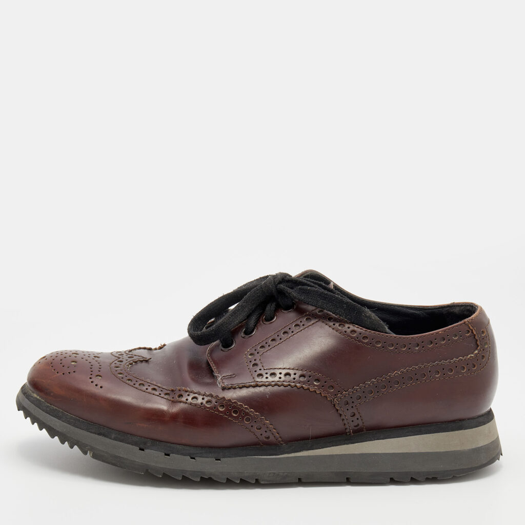 luxury-men-prada-sport-used-shoes-p666318-002-1 Prada Sport Brown Leather Brogue-Derby Size 41