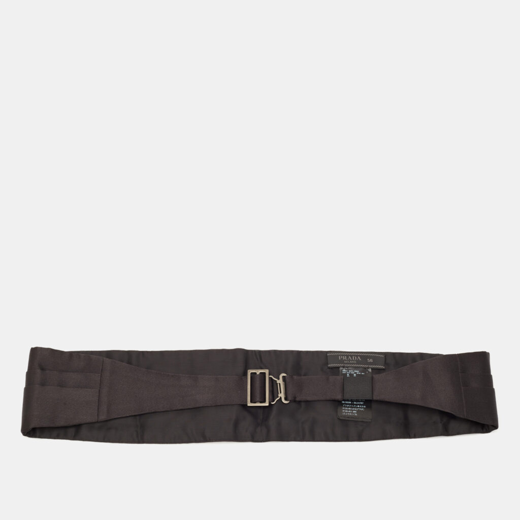 luxury-men-prada-used-accessories-p1135948-003 Prada Black Satin Satin Tuxedo Cummerbund