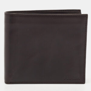 Prada Dark Brown Vitello Sport Leather Bifold Wallet