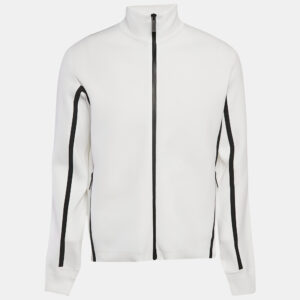 Prada White Techno Knit Turtleneck Zip-Up Sweatshirt L/XL