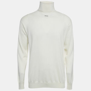 Prada Off-White Cashmere Turtle Neck Long Sleeve Sweater S