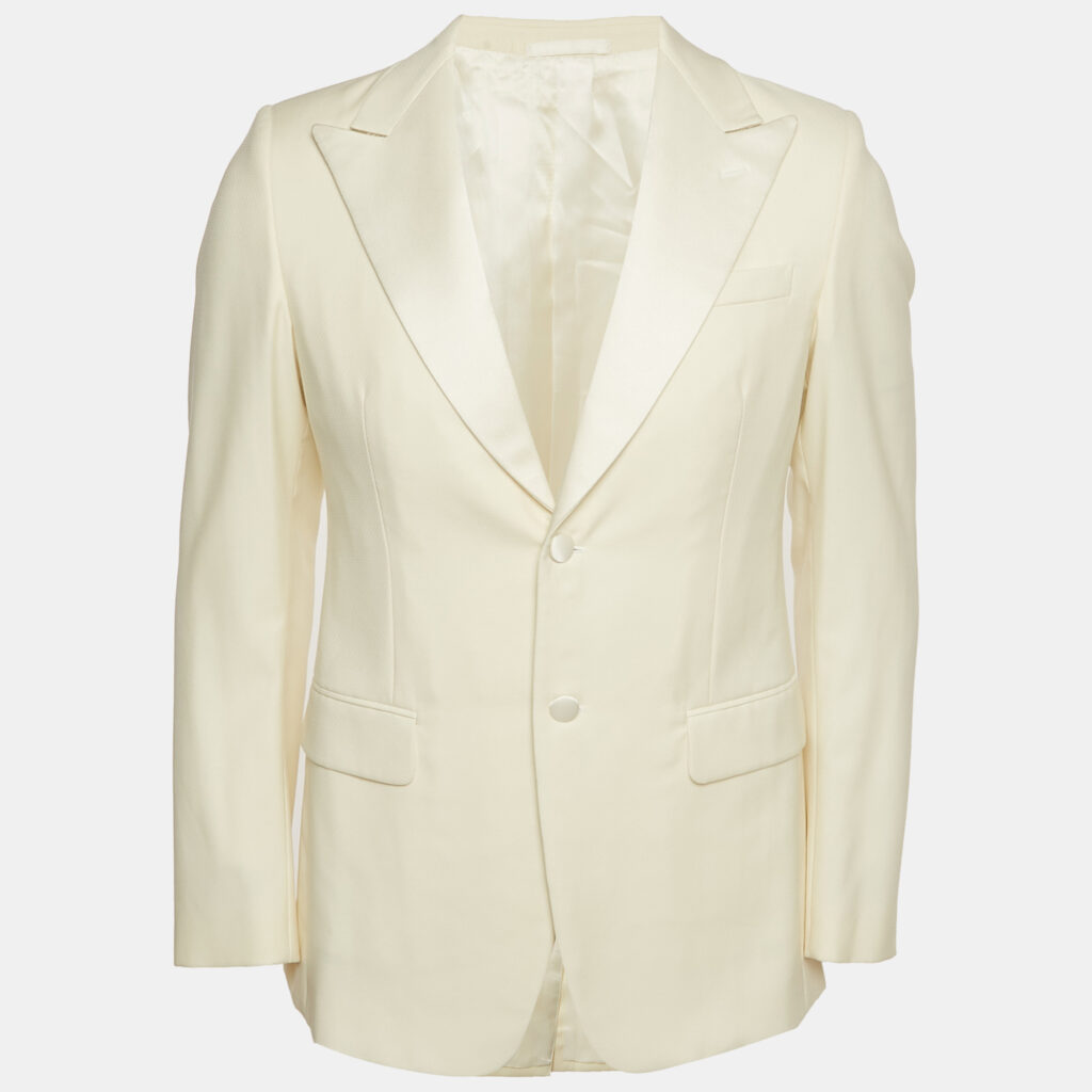 luxury-men-prada-used-clothes-p1142429-004 Prada Cream Satin Trim Collar Wool Regular Fit Blazer M