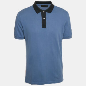 Prada Blue Cotton Pique Polo T-Shirt XL