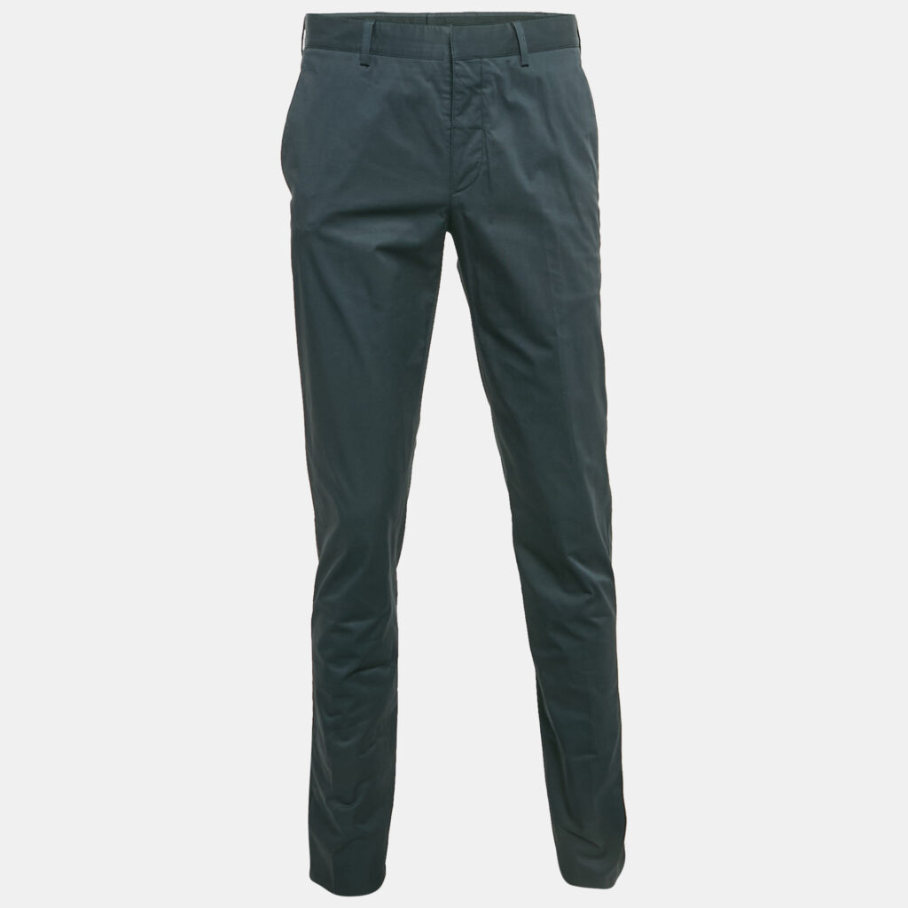 luxury-men-prada-used-clothes-p1148690-002 Prada Navy Blue Cotton Tailored Trouser M
