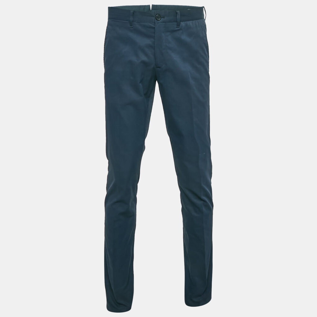 luxury-men-prada-used-clothes-p1149089-002 Prada Blue Gabardine Formal Trousers M