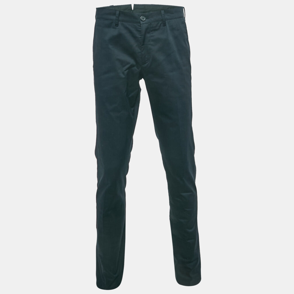 luxury-men-prada-used-clothes-p1149091-002 Prada Navy Blue Gabardine Trousers M