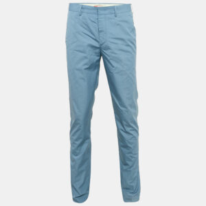Prada Light Blue Cotton Regular Fit Trousers M