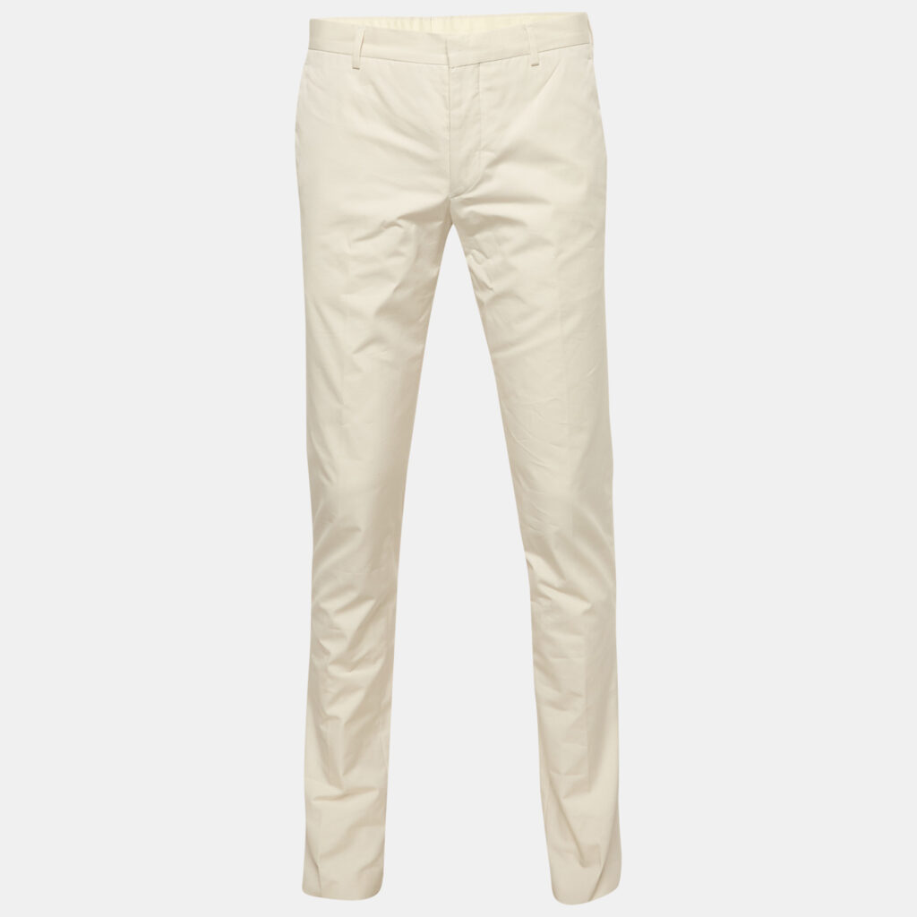 luxury-men-prada-used-clothes-p1149260-002 Prada Beige Cotton Regular Fit Trousers M