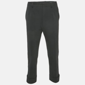 Prada Black Gabardine Straight Leg Trousers L