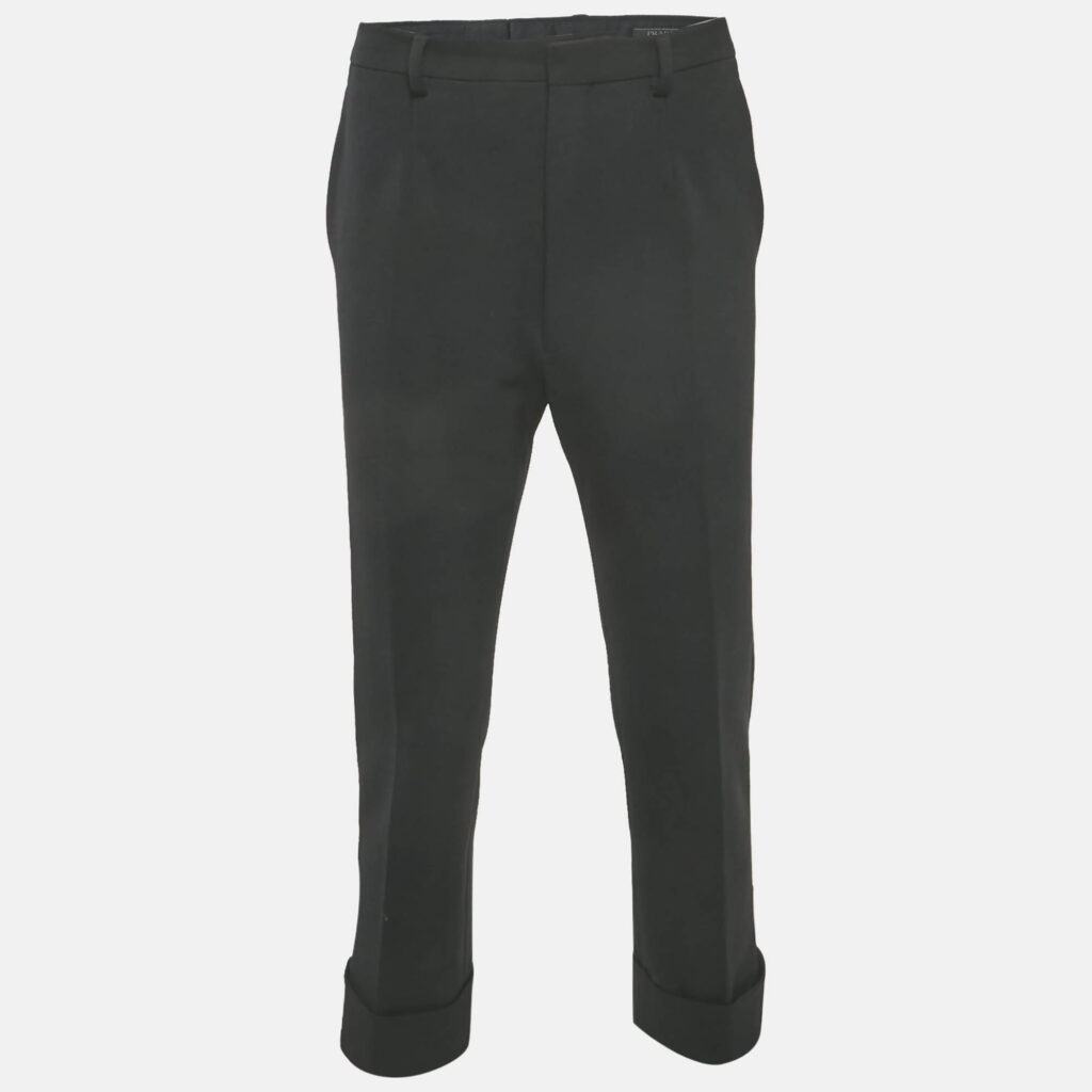 luxury-men-prada-used-clothes-p1163185-001 Prada Black Gabardine Straight Leg Trousers L