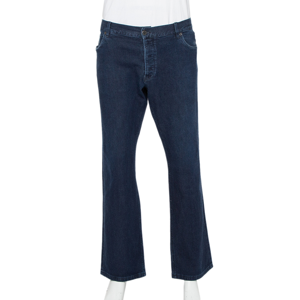 Prada Navy Blue Denim Straight Leg Jeans 3XL