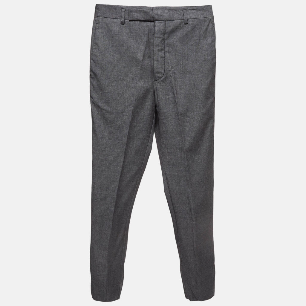 luxury-men-prada-used-clothes-p998268-001 Prada Grey Wool Regular Trousers XS