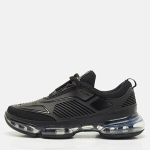 Prada Black Knit Fabric and Rubber Cloudbust Sneakers Size 41