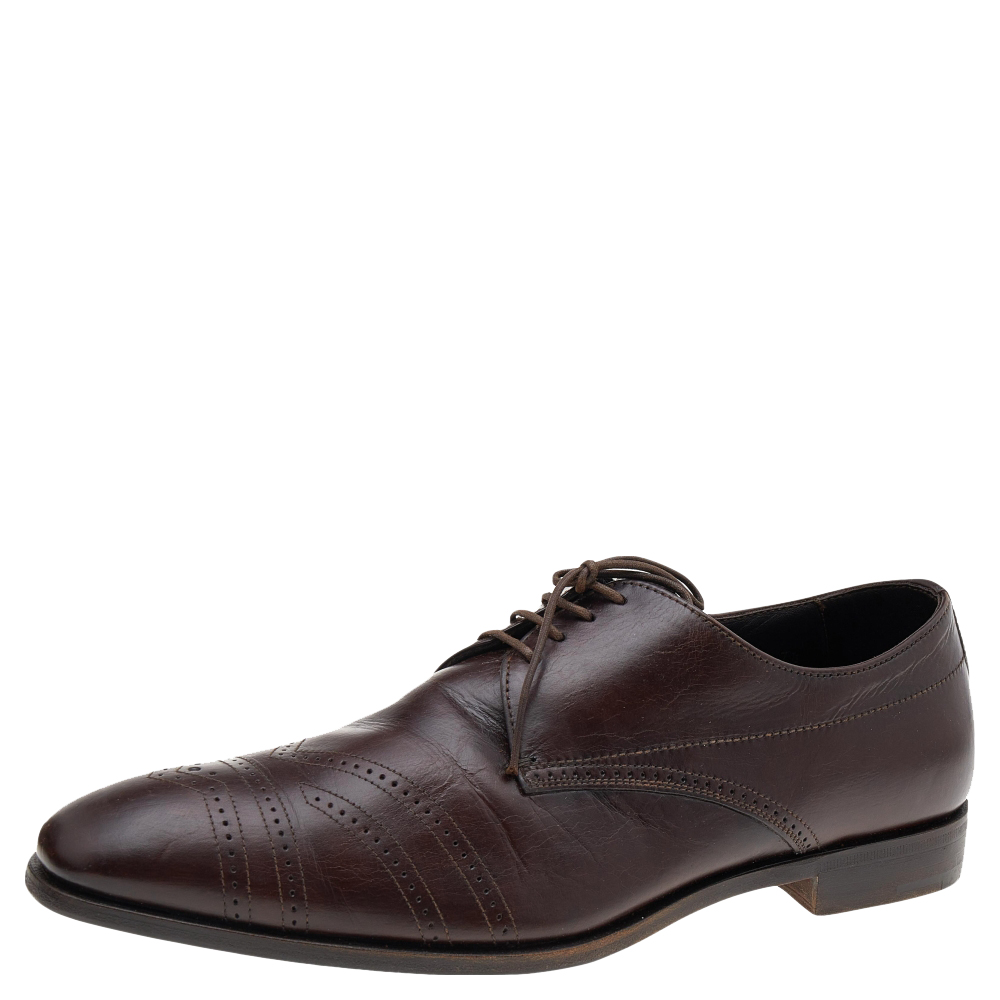 luxury-men-prada-used-shoes-p596577-003-1 Prada Dark Brown Leather Lace Up Loafers Size 41.5