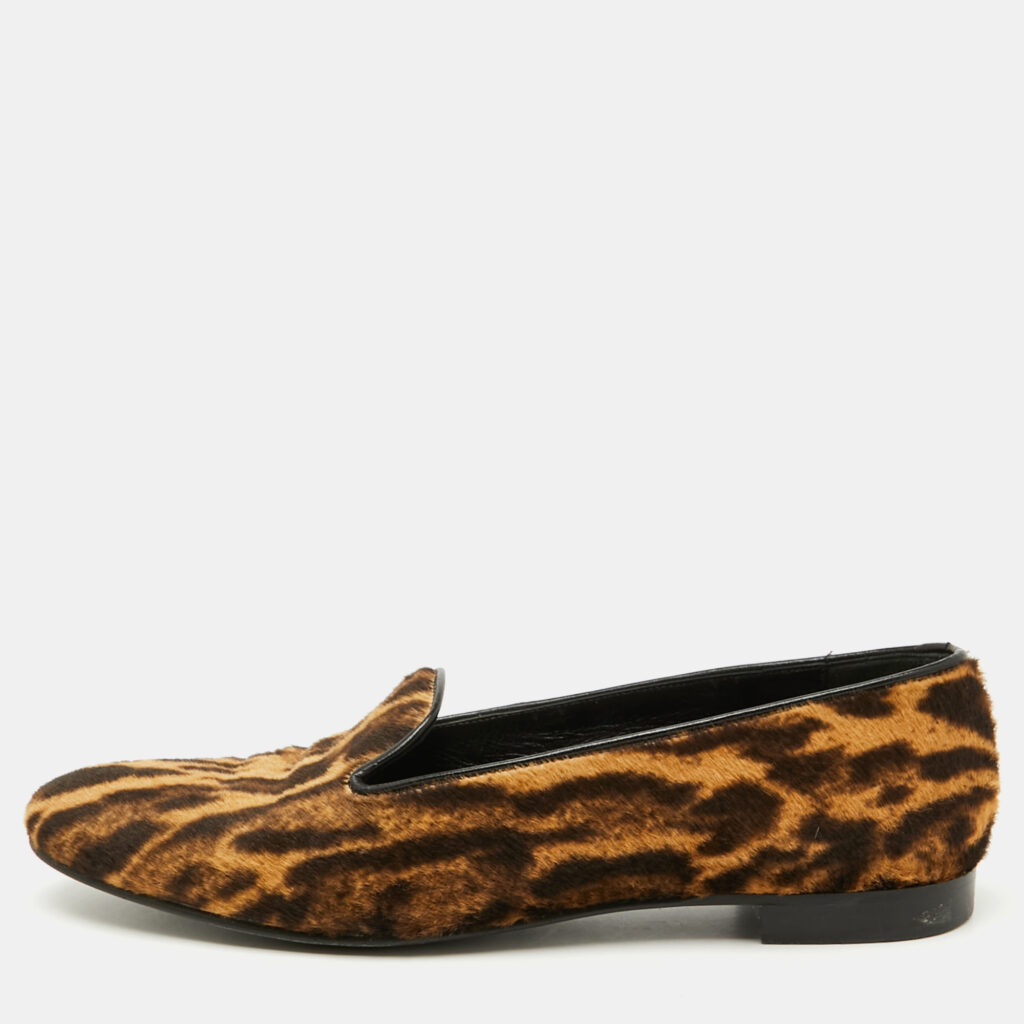 luxury-men-ralph-lauren-collection-used-shoes-p1122029-008 Ralph Lauren Collection Brown Animal Print Calf Hair Slip On Smoking Slippers Size 45