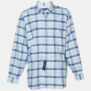 Ralph Lauren Blue Checkered Cotton Button Front Shirt 3XB/3XL