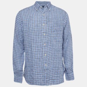 Ralph Lauren Blue Gingham Linen Button Down Shirt M