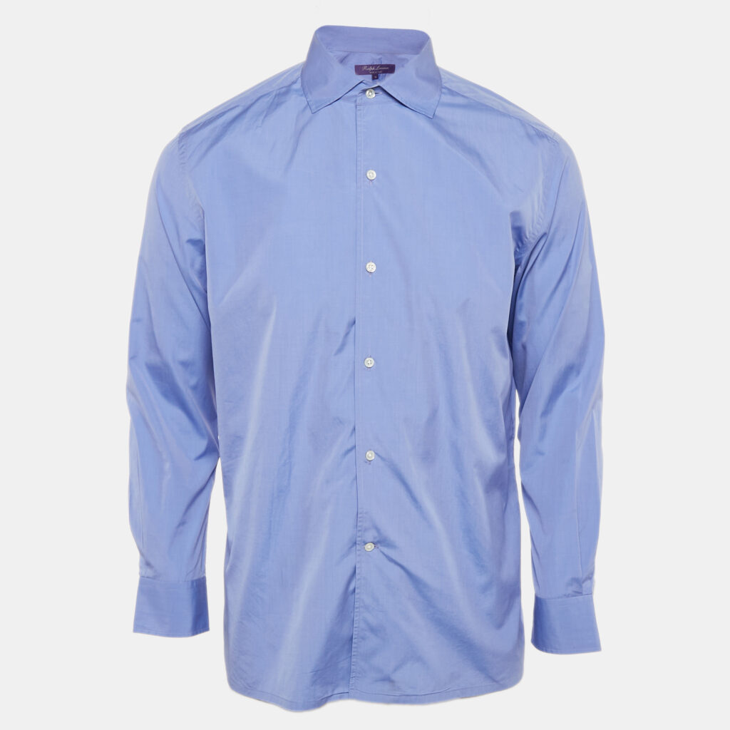 luxury-men-ralph-lauren-purple-label-used-clothes-p1103176-001 Ralph Lauren Purple Label Blue Cotton Long Sleeve Shirt S