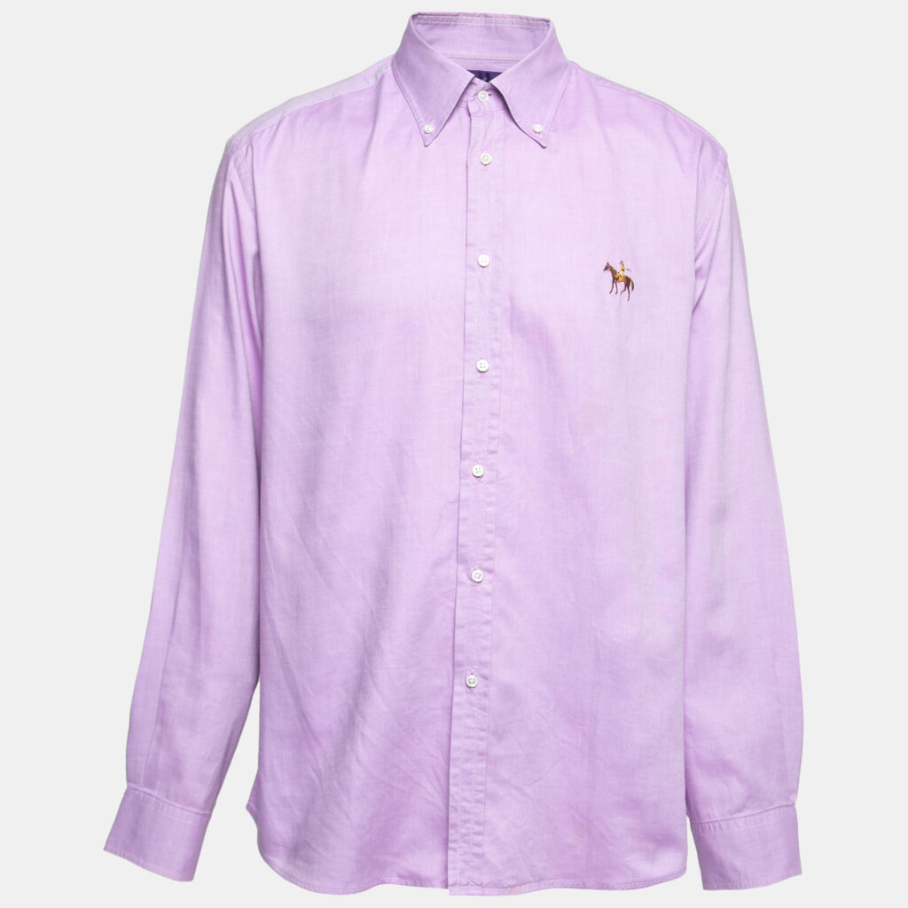 luxury-men-ralph-lauren-purple-label-used-clothes-p656401-001-1 Ralph Lauren Lavender Cotton Logo Embroidered Button Down Shirt S