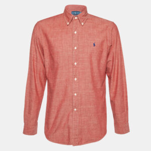Ralph Lauren Coral Red Cotton Custom Fit Button Down Shirt M