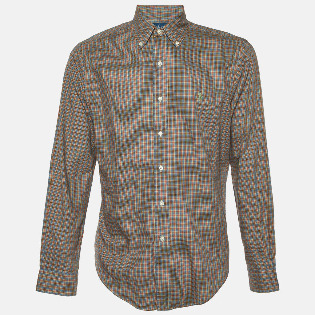 luxury-men-ralph-lauren-used-clothes-p1034133-001 Ralph Lauren Blue/Orange Checked Cotton Button Down Shirt M