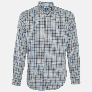 Ralph Lauren Blue Checked Cotton Classic Fit Button Down Shirt S