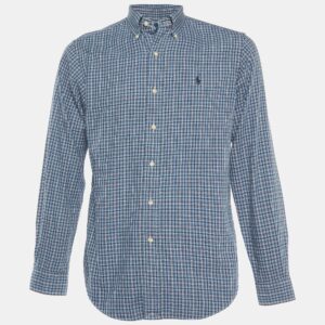Ralph Lauren Blue Checked Coton Classic Fit Button Down Shirt S