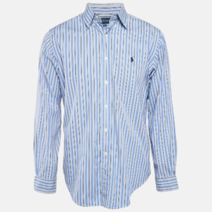 Ralph Lauren Blue Striped Cotton Classic Fit Shirt M