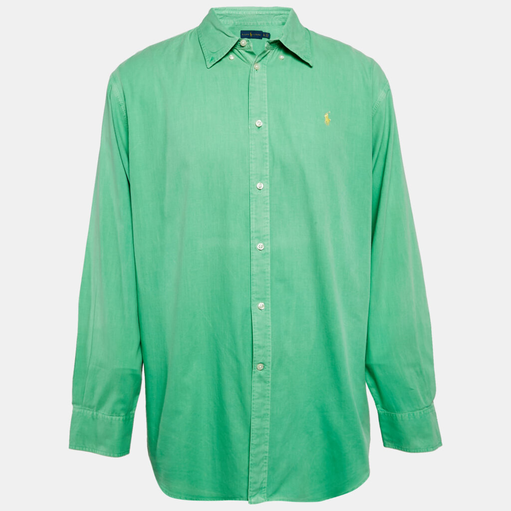 Ralph Lauren Green Cotton Button Front Full Sleeve Shirt XL