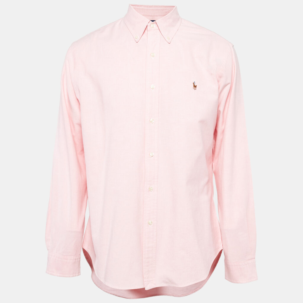 Ralph Lauren Pink Stretch Oxford Cotton Slim Fit Shirt XL