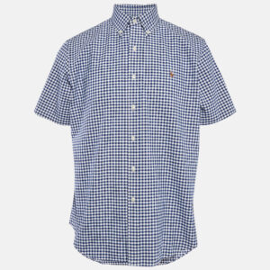 Ralph Lauren Blue/White Gingham Check Cotton Short Sleeve Shirt L