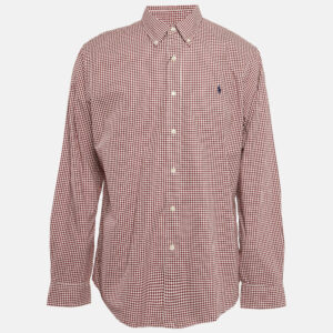 Ralph Lauren Red Gingham Checks Cotton Slim Fit Shirt XL