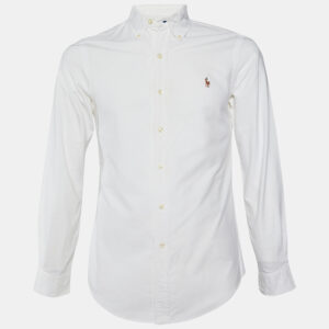 Ralph Lauren White Cotton Slim Fit Button Down Shirt S