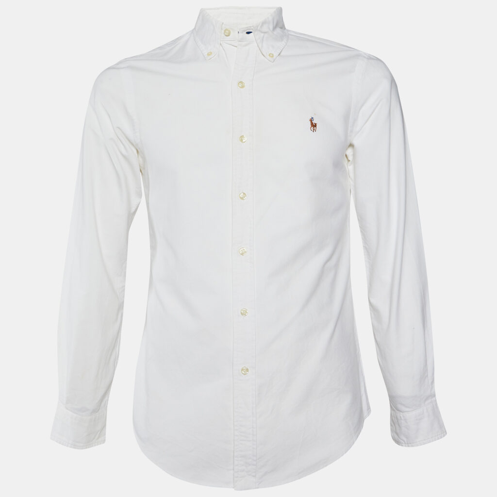 Ralph Lauren White Cotton Slim Fit Button Down Shirt S