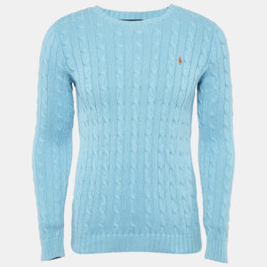 Ralph Lauren Blue Cable Knit Crew Neck Sweater M