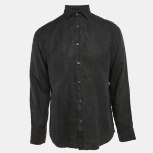 Ralph Lauren Black Linen Button Front Shirt L